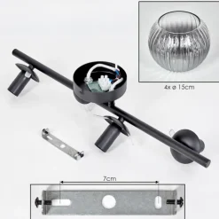 hofstein Koyoto Plafonnier, Boule lumineuse Clair, Fumé, 4 lumières