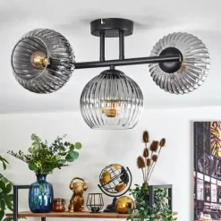 hofstein Koyoto Plafonnier, Boule lumineuse Clair, Fumé, 3 lumières