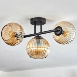 hofstein Koyoto Plafonnier, Boule lumineuse Ambre, 3 lumières