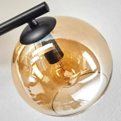 hofstein Koyoto Plafonnier, Boule lumineuse Ambre, Chrome, Fumé, 3 lumières