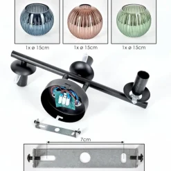 Lampes À Boules-hofstein Koyoto Plafonnier, Boule lumineuse Bleu, Vert, Cuivré, 3 lumières