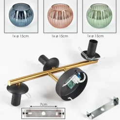 Lampes Dorées-hofstein Koyoto Plafonnier, Boule lumineuse 30 cm Or, Noir, 3 lumières