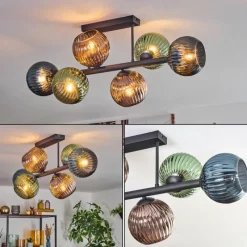Lampes À Boules-hofstein Koyoto Plafonnier, Boule lumineuse Bleu, Vert, Cuivré, 6 lumières