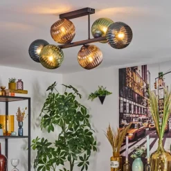 Lampes À Boules-hofstein Koyoto Plafonnier, Boule lumineuse Bleu, Vert, Cuivré, 6 lumières