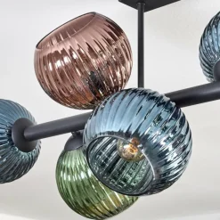 hofstein Koyoto Plafonnier, Boule lumineuse Bleu, Vert, Cuivré, 8 lumières