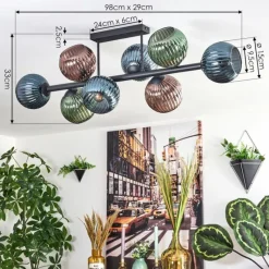 hofstein Koyoto Plafonnier, Boule lumineuse Bleu, Vert, Cuivré, 8 lumières