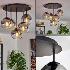 hofstein Koyoto Plafonnier, Boule lumineuse 45 cm Clair, Fumé, 5 lumières