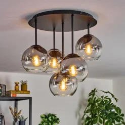 hofstein Koyoto Plafonnier, Boule lumineuse 45 cm Clair, Fumé, 5 lumières