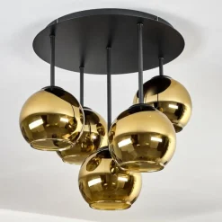 hofstein Koyoto Plafonnier, Boule lumineuse 45 cm Or, 5 lumières