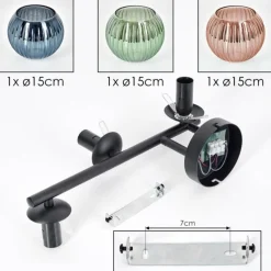 hofstein Koyoto Plafonnier, Boule lumineuse Bleu, Vert, Cuivré, 3 lumières