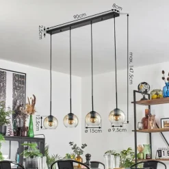 hofstein Koyoto Suspension Ambre, Clair, 4 lumières