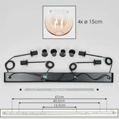 hofstein Koyoto Suspension Ambre, Clair, 4 lumières