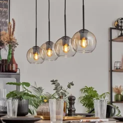 hofstein Koyoto Suspension Ambre, Clair, 4 lumières