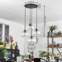 hofstein Koyoto Suspension, Boule lumineuse 35 cm Clair, 4 lumières