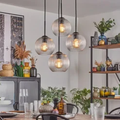 hofstein Koyoto Suspension, Boule lumineuse 35 cm Clair, 4 lumières