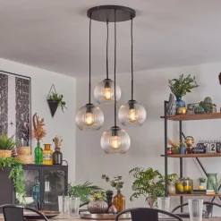 hofstein Koyoto Suspension, Boule lumineuse 35 cm Clair, 4 lumières