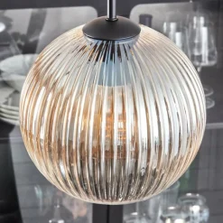 hofstein Koyoto Suspension, Boule lumineuse 35 cm Ambre, Clair, 4 lumières