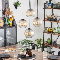 hofstein Koyoto Suspension, Boule lumineuse 35 cm Ambre, Clair, 4 lumières