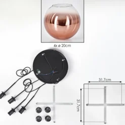 hofstein Koyoto Suspension, Boule lumineuse 35 cm Clair, Cuivré, 4 lumières