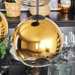 hofstein Koyoto Suspension, Boule lumineuse Or, Clair, 4 lumières