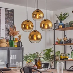 hofstein Koyoto Suspension, Boule lumineuse Or, Clair, 4 lumières