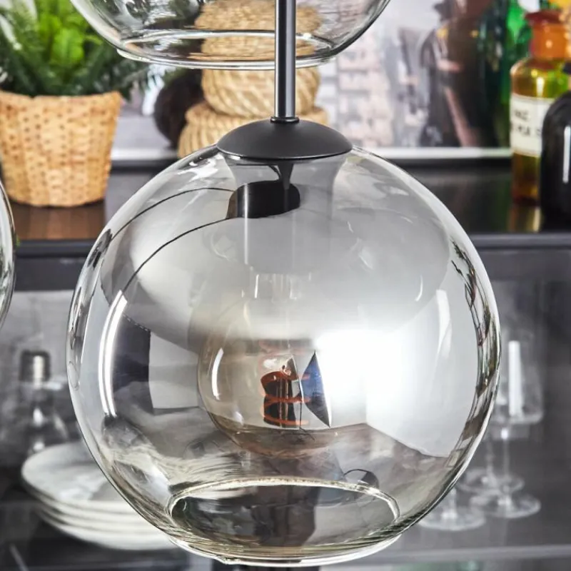 hofstein Koyoto Suspension, Boule lumineuse Clair, Fumé, 4 lumières