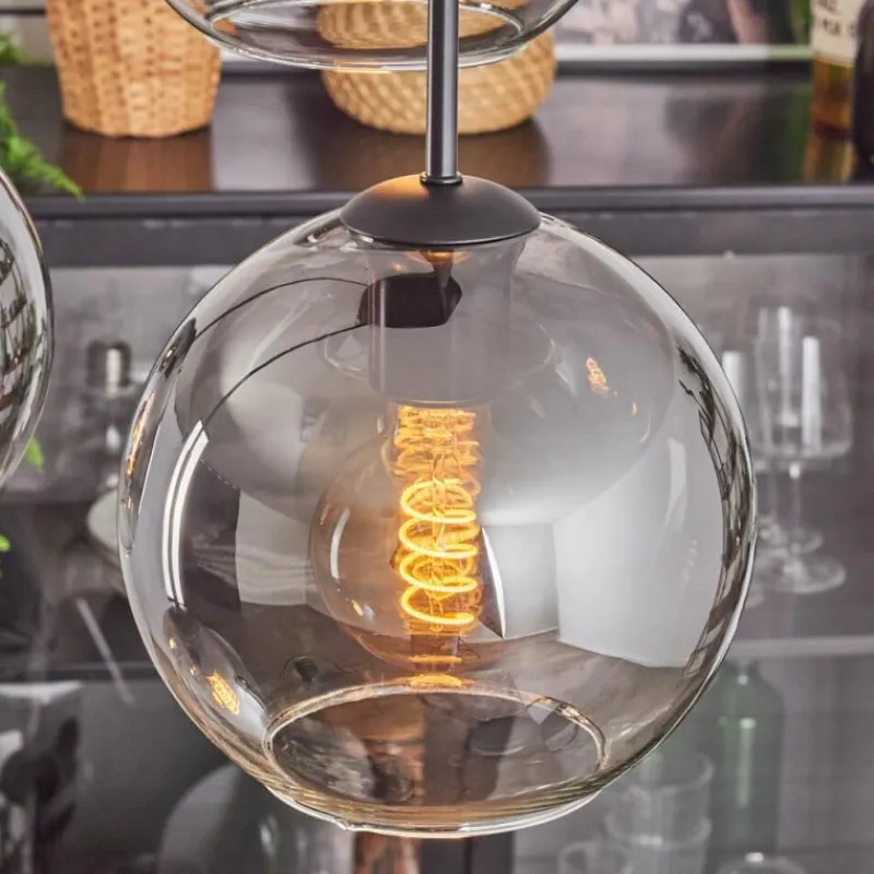 hofstein Koyoto Suspension, Boule lumineuse Clair, Fumé, 4 lumières