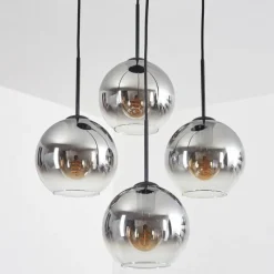 hofstein Koyoto Suspension, Boule lumineuse Clair, Fumé, 4 lumières