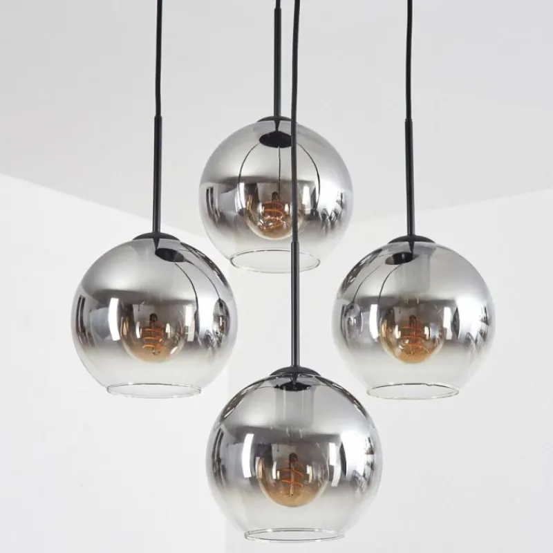 hofstein Koyoto Suspension, Boule lumineuse Clair, Fumé, 4 lumières