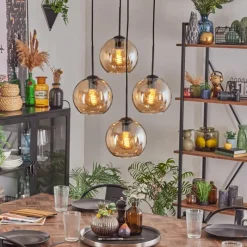 hofstein Koyoto Suspension, Boule lumineuse Ambre, 4 lumières