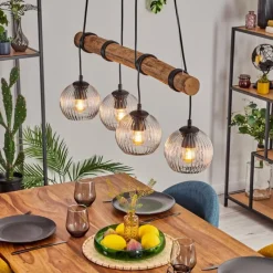 hofstein Koyoto Suspension, Boule lumineuse, Suspension Écru, Noir, 4 lumières