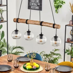 hofstein Koyoto Suspension, Boule lumineuse, Suspension Écru, Noir, 4 lumières