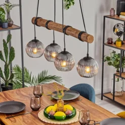 hofstein Koyoto Suspension, Boule lumineuse, Suspension Écru, Noir, 4 lumières