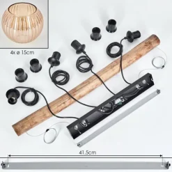 hofstein Koyoto Suspension, Boule lumineuse, Suspension Écru, Noir, 4 lumières