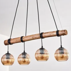 hofstein Koyoto Suspension, Boule lumineuse, Suspension Écru, Noir, 4 lumières