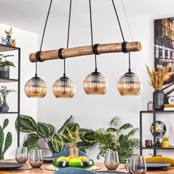 hofstein Koyoto Suspension, Boule lumineuse, Suspension Écru, Noir, 4 lumières