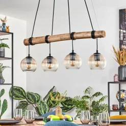 hofstein Koyoto Suspension, Boule lumineuse, Suspension Écru, Noir, 4 lumières