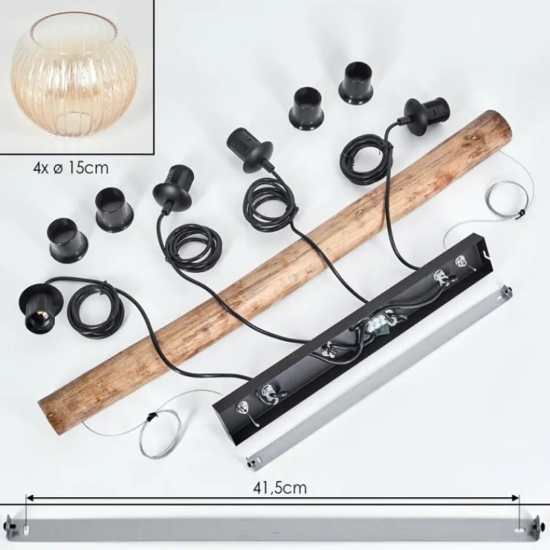 hofstein Koyoto Suspension, Boule lumineuse, Suspension Écru, Noir, 4 lumières