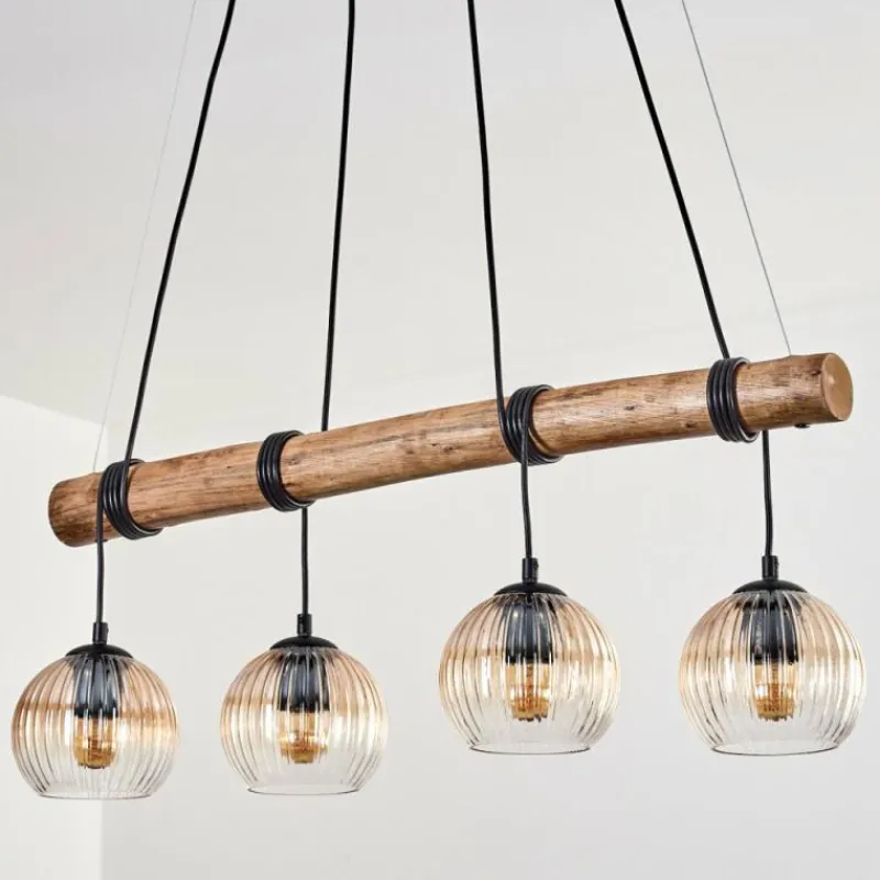 hofstein Koyoto Suspension, Boule lumineuse, Suspension Écru, Noir, 4 lumières
