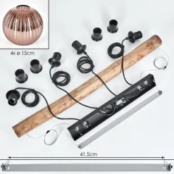 hofstein Koyoto Suspension, Boule lumineuse, Suspension Écru, Noir, 4 lumières