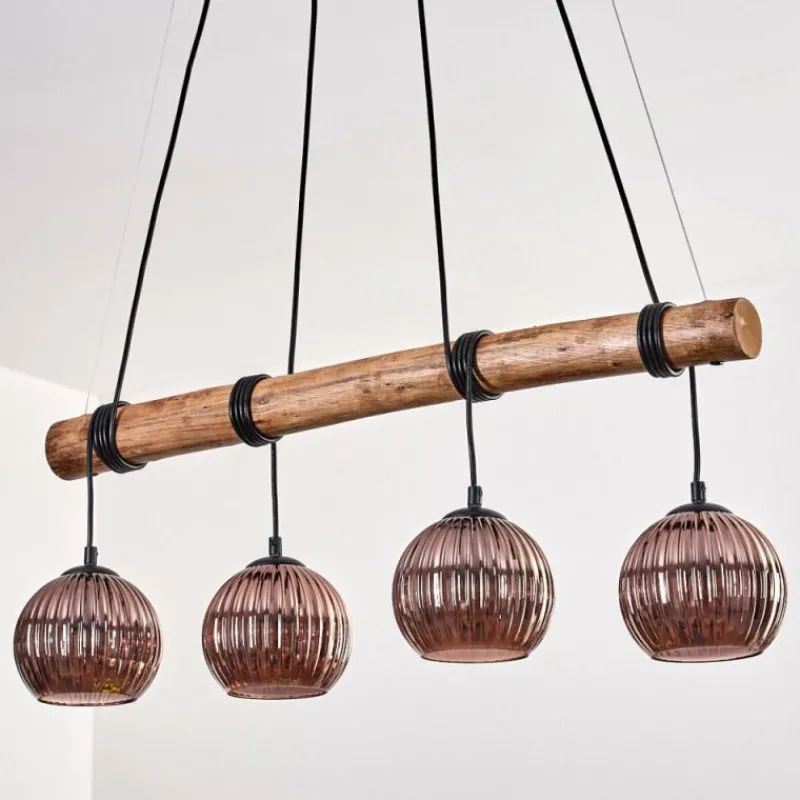 hofstein Koyoto Suspension, Boule lumineuse, Suspension Écru, Noir, 4 lumières