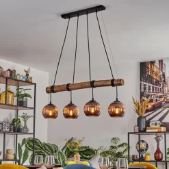 hofstein Koyoto Suspension, Boule lumineuse, Suspension Écru, Noir, 4 lumières