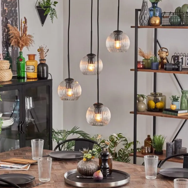 hofstein Koyoto Suspension, Boule lumineuse, Suspension 35 cm Clair, 4 lumières