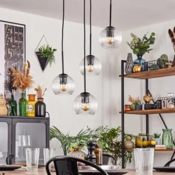 hofstein Koyoto Suspension, Boule lumineuse, Suspension 35 cm Clair, 4 lumières