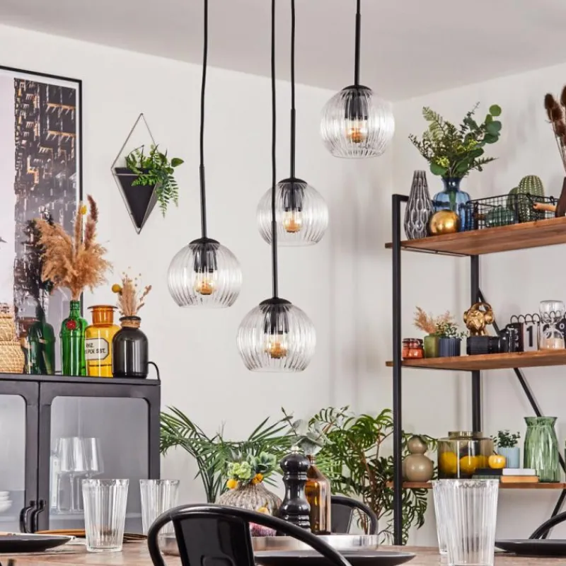 hofstein Koyoto Suspension, Boule lumineuse, Suspension 35 cm Clair, 4 lumières