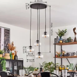 hofstein Koyoto Suspension, Boule lumineuse, Suspension 35 cm Clair, 4 lumières