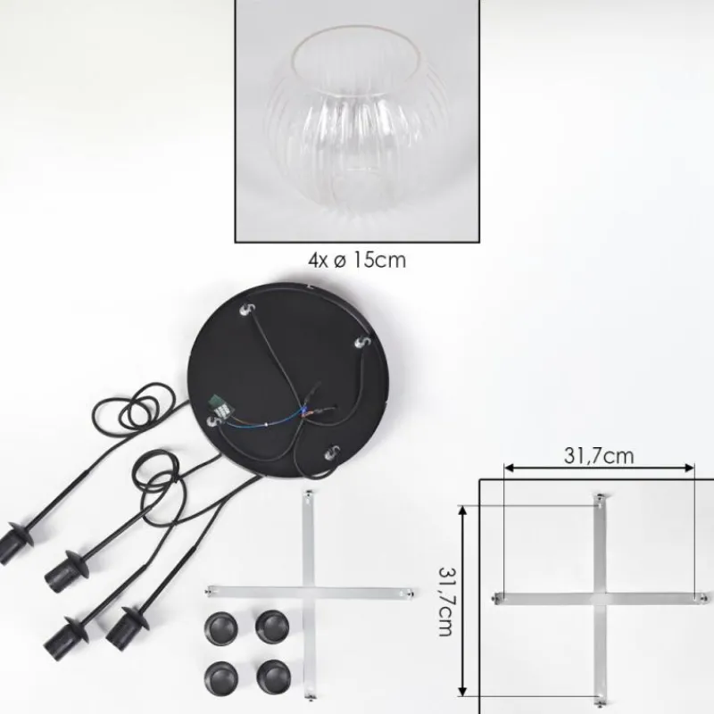 hofstein Koyoto Suspension, Boule lumineuse, Suspension 35 cm Clair, 4 lumières