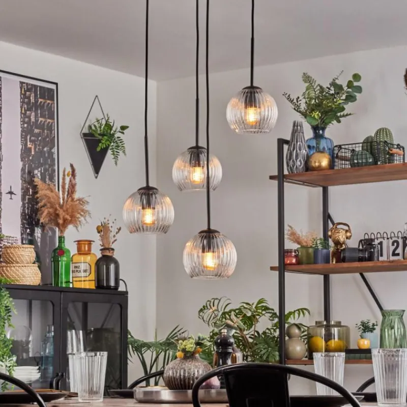 hofstein Koyoto Suspension, Boule lumineuse, Suspension 35 cm Clair, 4 lumières