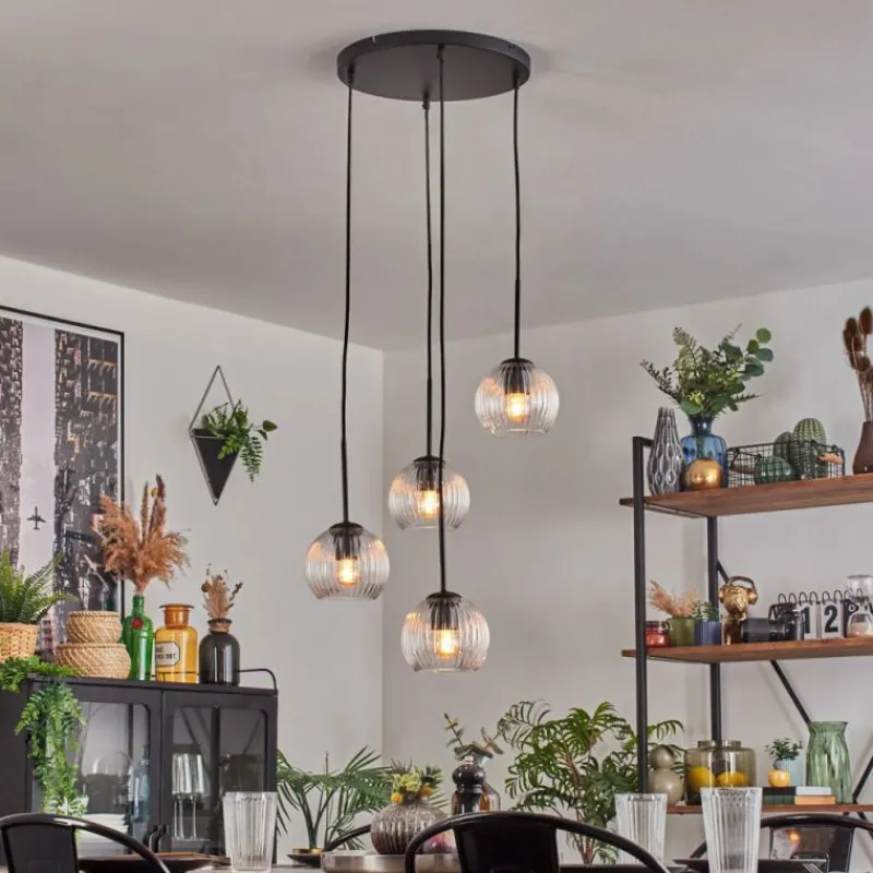 hofstein Koyoto Suspension, Boule lumineuse, Suspension 35 cm Clair, 4 lumières