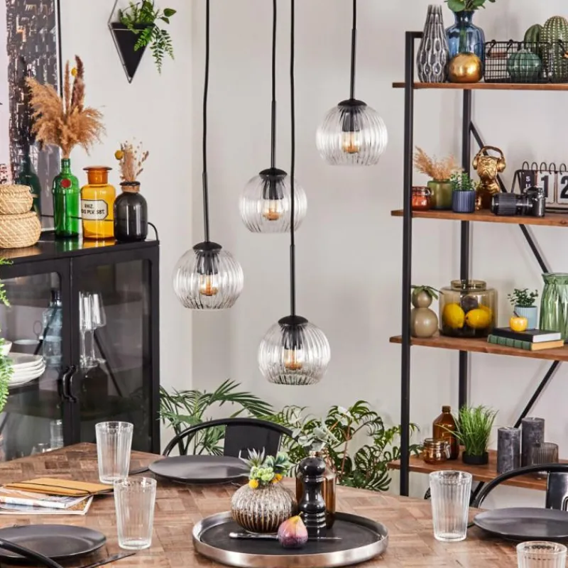 hofstein Koyoto Suspension, Boule lumineuse, Suspension 35 cm Clair, 4 lumières